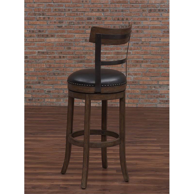 Swivel Tall Bar Stool in Washed Brown and Black K57775