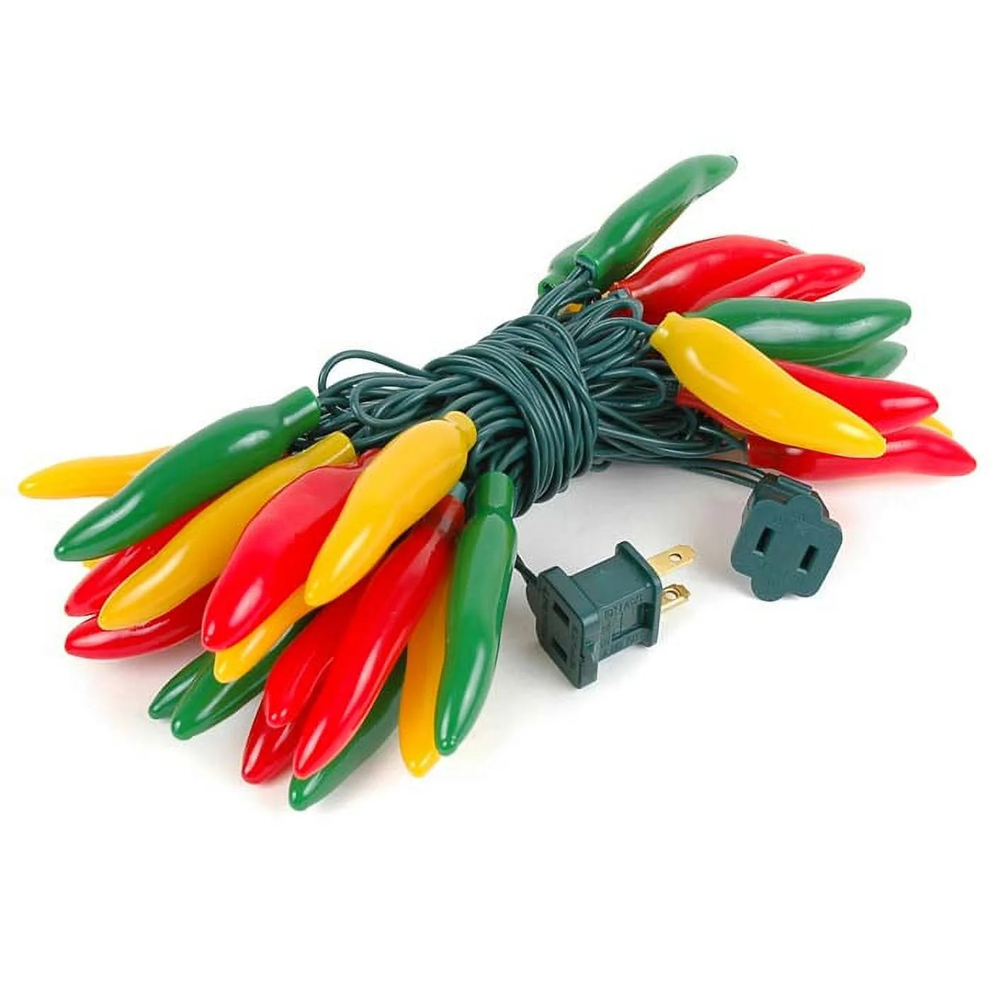 35 Light Chilli Pepper Mini Light Set, Red/Green/Yellow, Green Wire, 11' Long C624