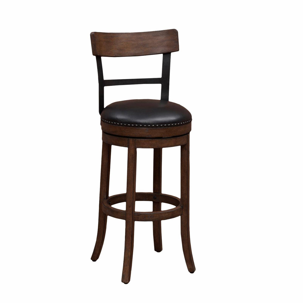 Swivel Tall Bar Stool in Washed Brown and Black K57775