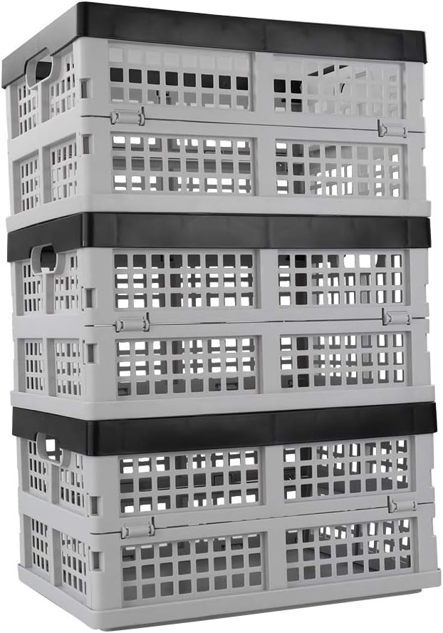 16 L Plastic Collapsible Storage Crate, 3 Packs A582