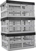16 L Plastic Collapsible Storage Crate, 3 Packs A582