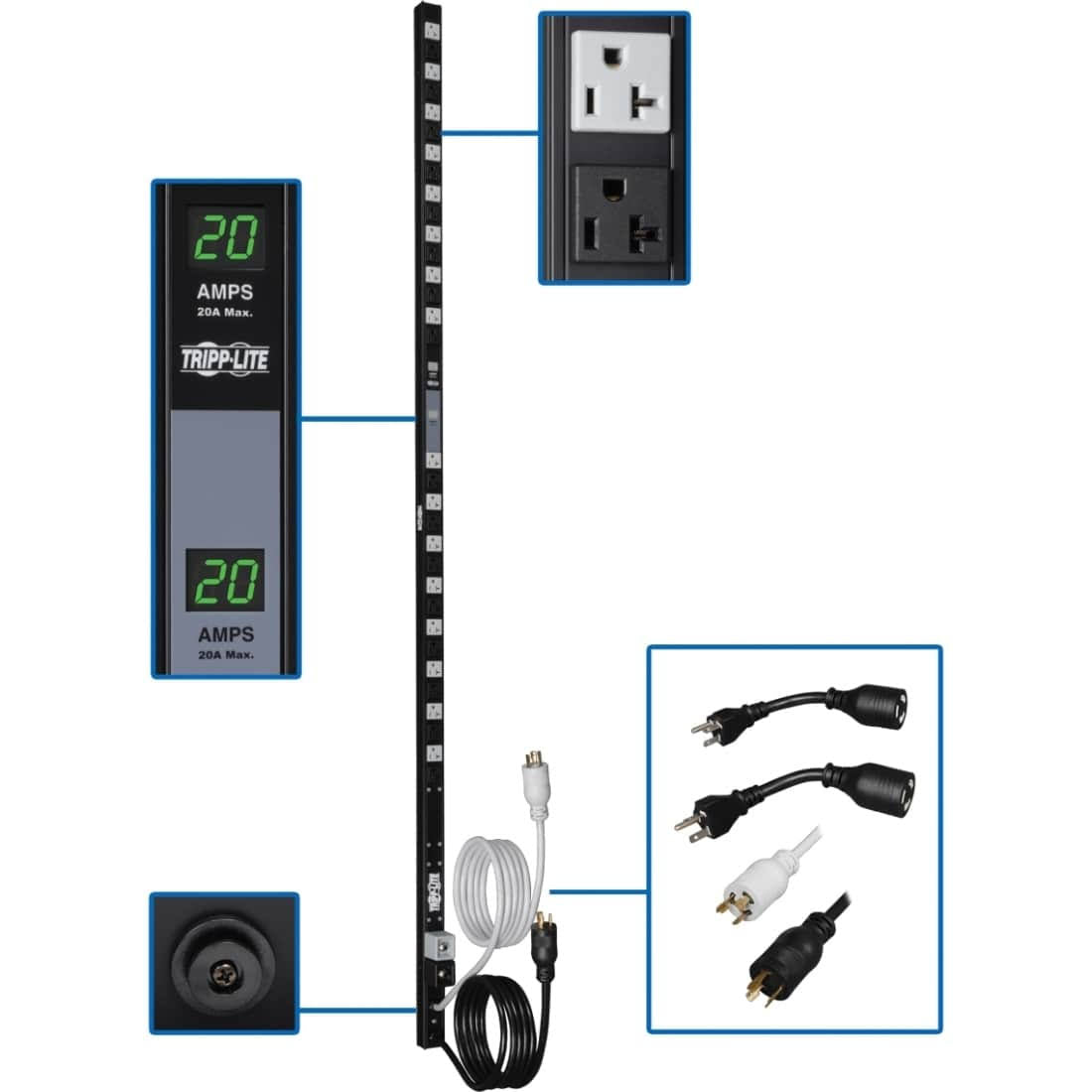 Metered Dual Circuit 120V 20A Vertical PDU P31848