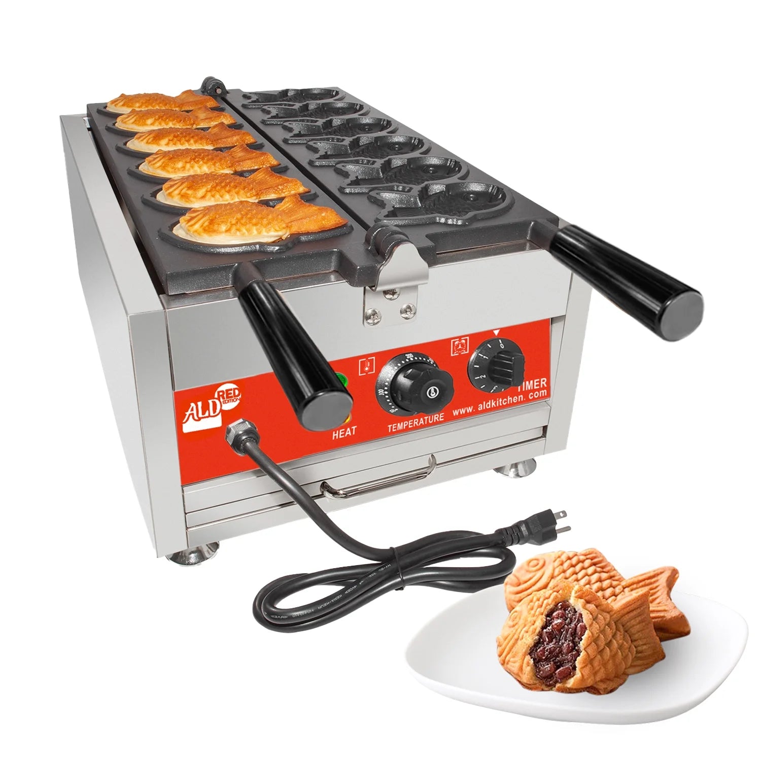 6 Fish Shaped Waffle Stainless Steel Taiyaki Maker G509136