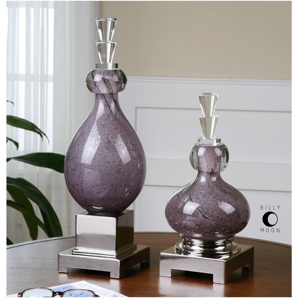 Purple Glass Bottles, Set of 2 P100820