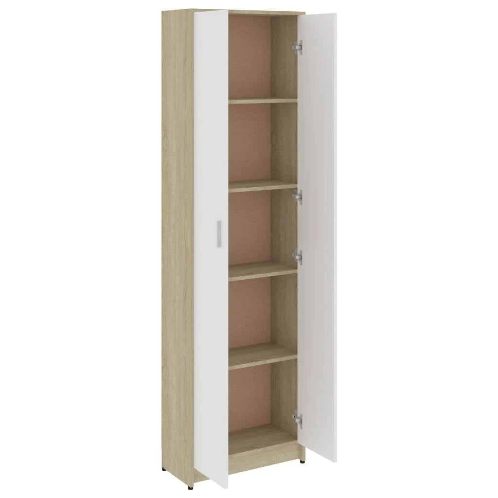 White and Sonoma Oak Hallway Wardrobe Chipboard O760066