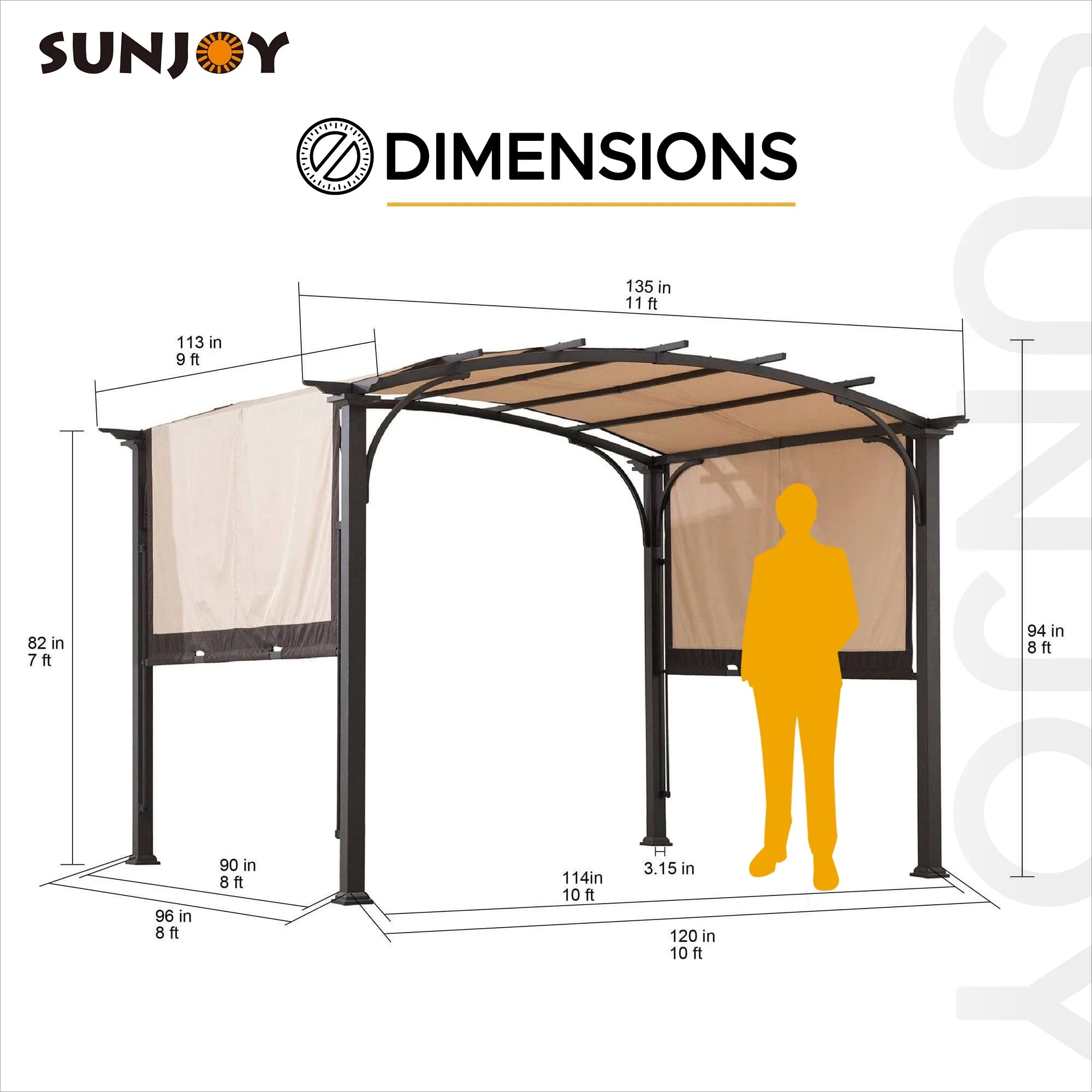 Adjustable Arched Steel Pergola Q75949