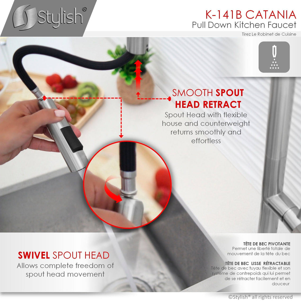Brushed Nickel Pull Down Single Handle Kitchen Faucet D795206