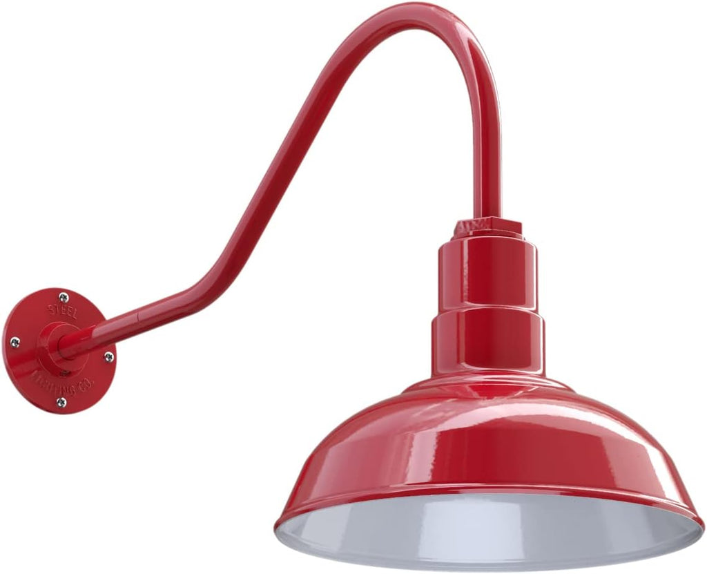 Black Outdoor Wall Mounted Barn Light with 12 inch Dome and 11 inch Straight Arm A701352