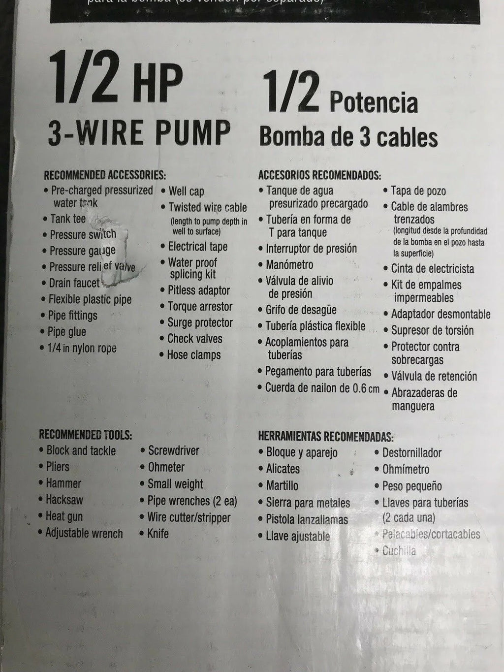 4 Submersible Deep Well 3-Wire Pump 1/2 HP 230V 600GPH A1989