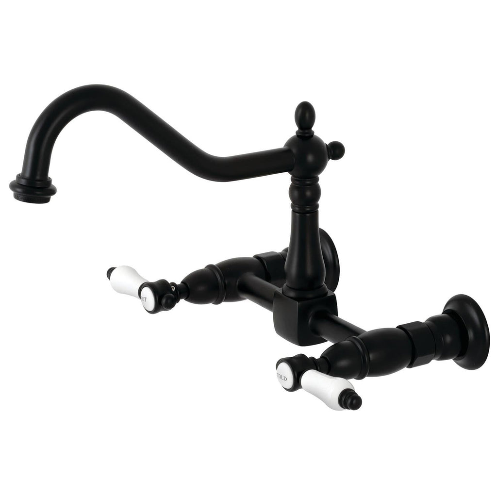 Matte Black Wall Mount Bridge Kitchen Faucet M383084