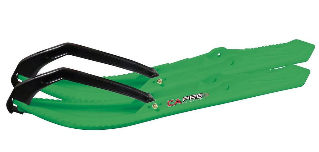 Green Snowmobile Skis with 9" Shaper Bars Complete Kit Z130052