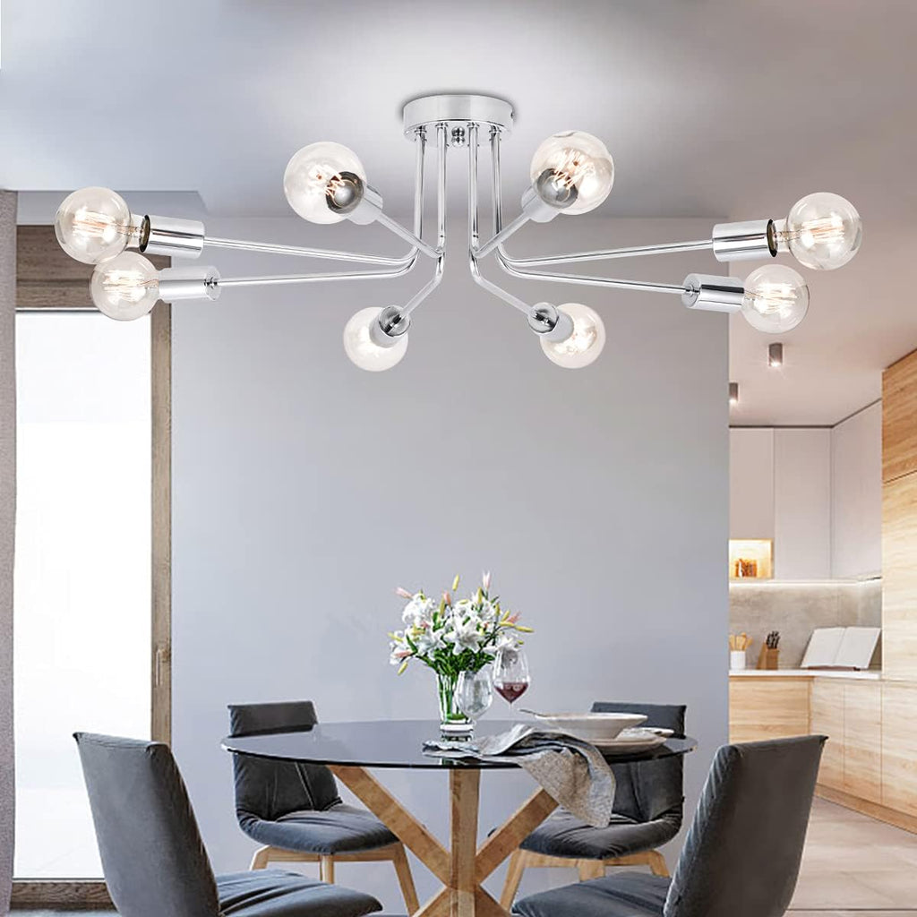 Brushed Nickel 6 Light Semi Flush Mount Ceiling Lamp W373