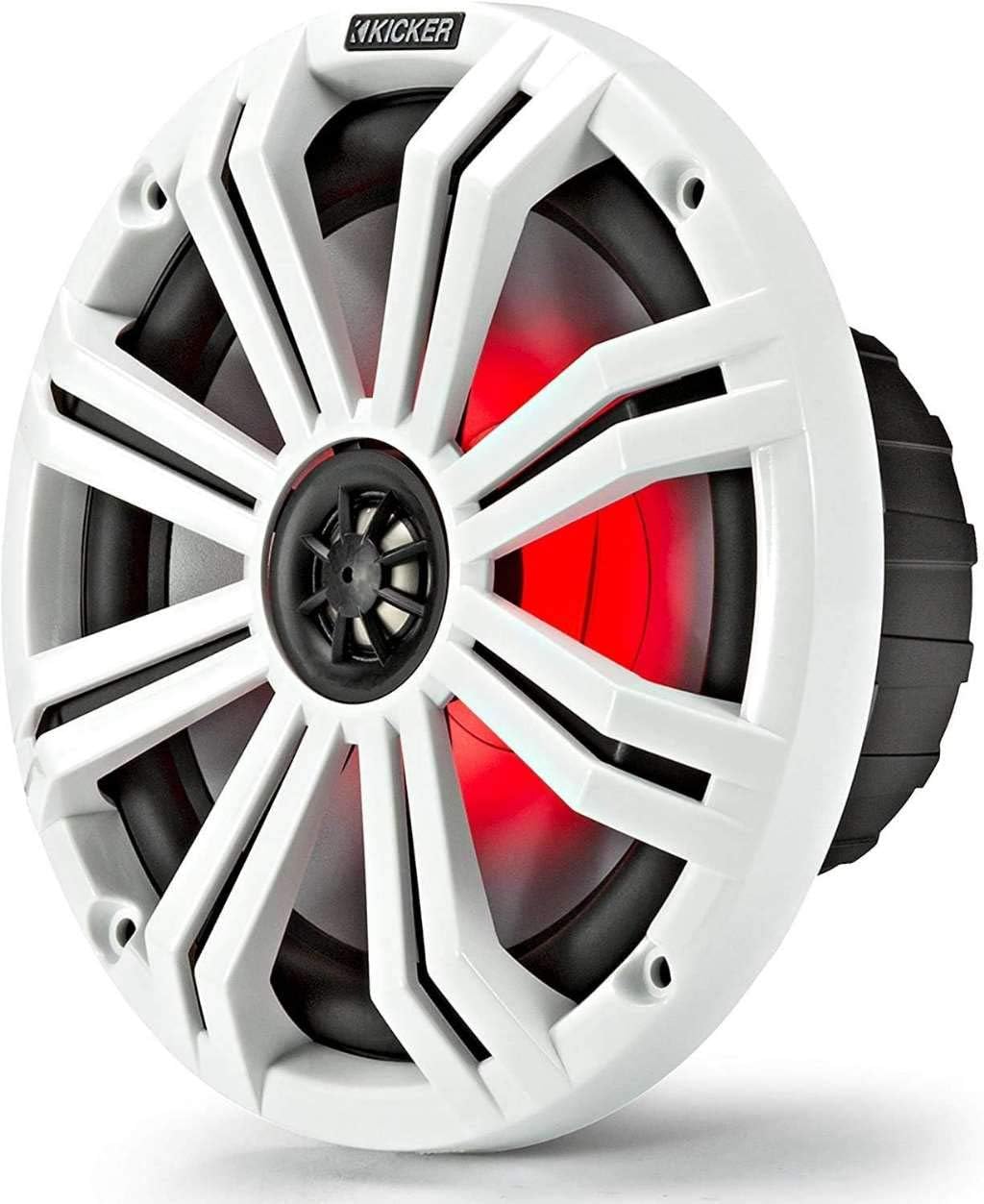 8-Inch Marine Coaxial Boat Speakers 4-Pack with LED Remote Controller, Black and White Grilles, Multicolor LED Lights, 4-Ohm, 300 Max Watts, Waterproof Y8525