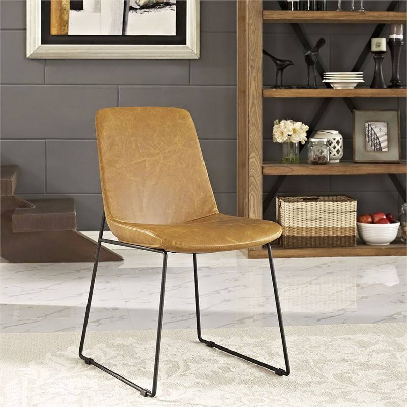 Tan Faux Leather Dining Side Chair F2047