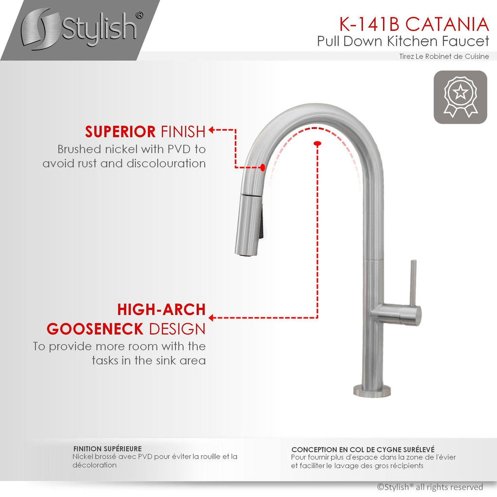 Brushed Nickel Pull Down Single Handle Kitchen Faucet D795206