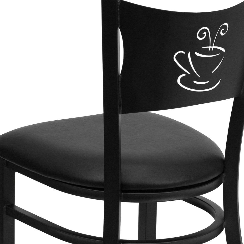 Black Metal Restaurant Chair with Black Vinyl Seat O792