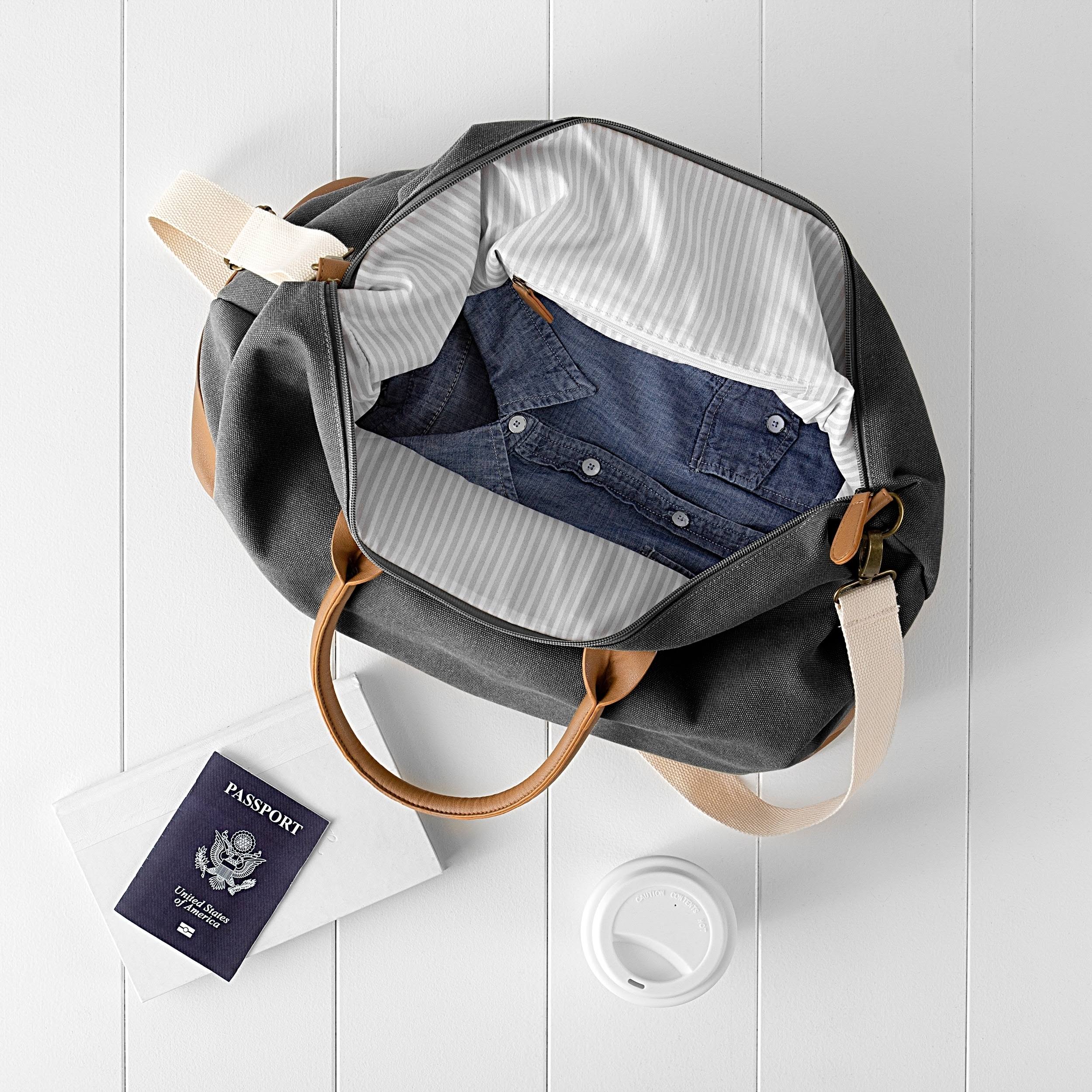 Black Washed Canvas Weekender J74204