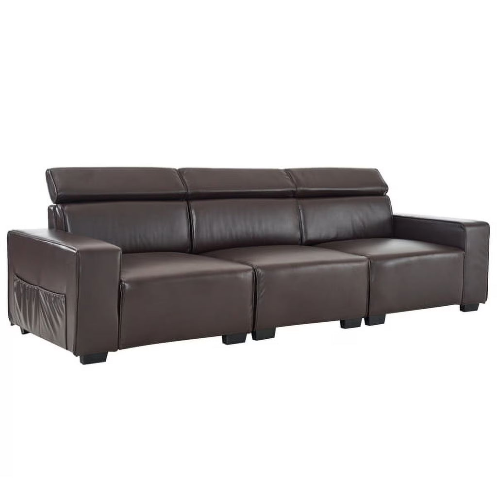 Retro PU Three-Seater Sofa Brown X372
