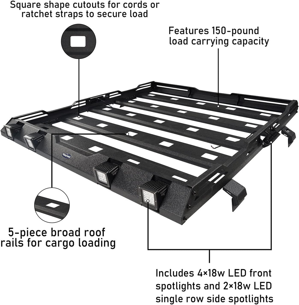 Roof Rack Cargo Basket Carrier for Jeep Wrangler JL 4 Doors Gladiator JT I26570