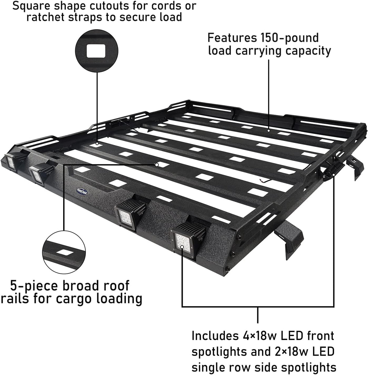 Roof Rack Cargo Basket Carrier for Jeep Wrangler JL 4 Doors Gladiator JT I26570