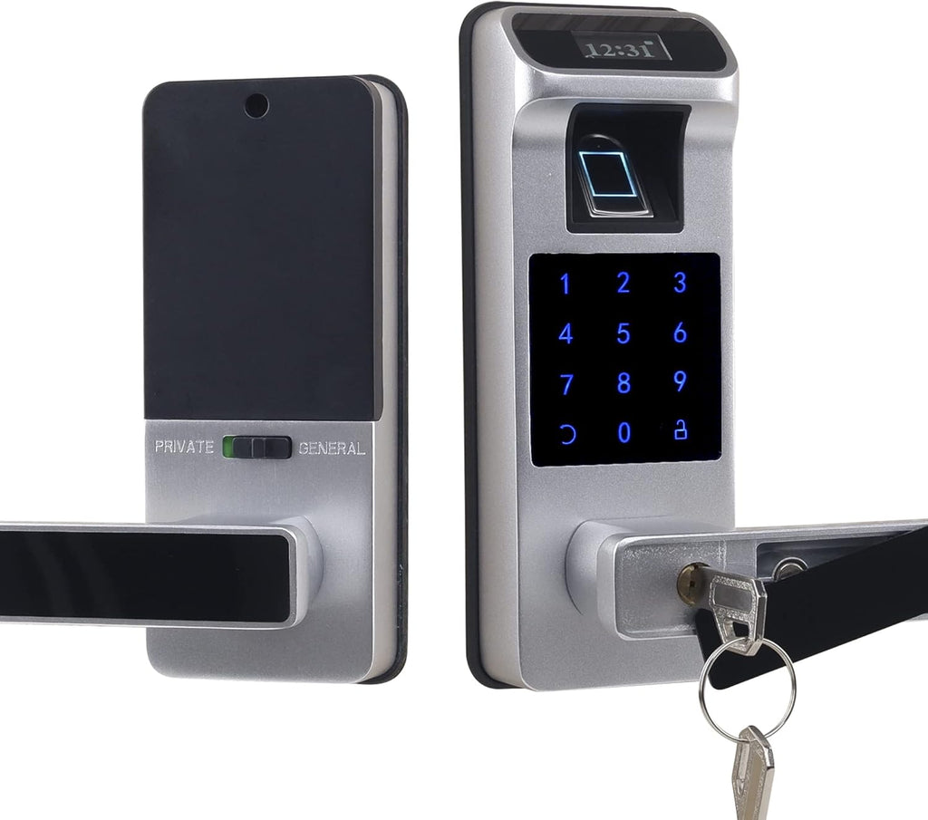 Fingerprint Door Lock with Touchscreen and OLED Display, Keypad, Satin Nickel Q346