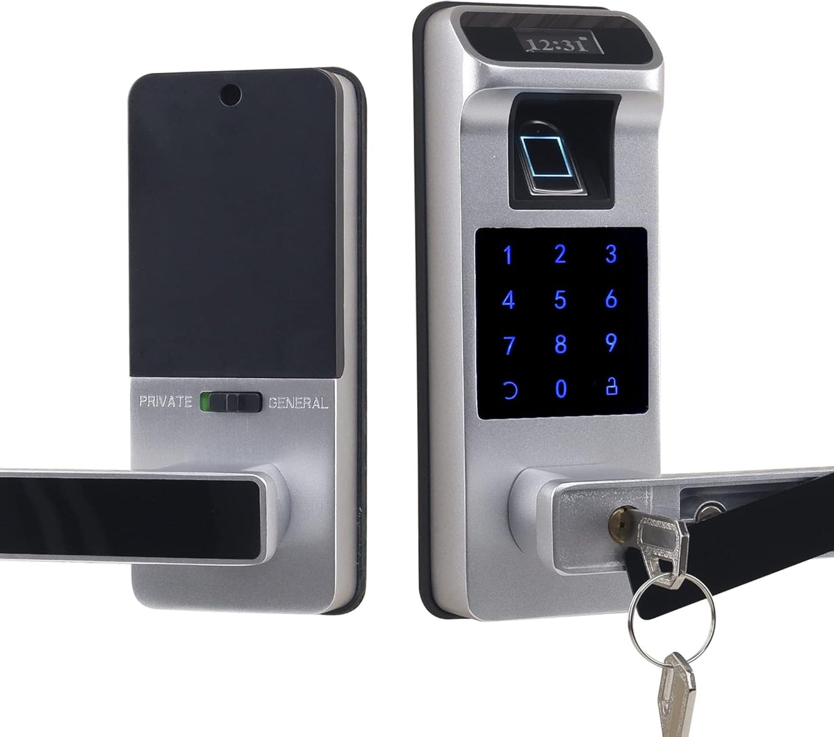 Fingerprint Door Lock with Touchscreen and OLED Display, Keypad, Satin Nickel Q346