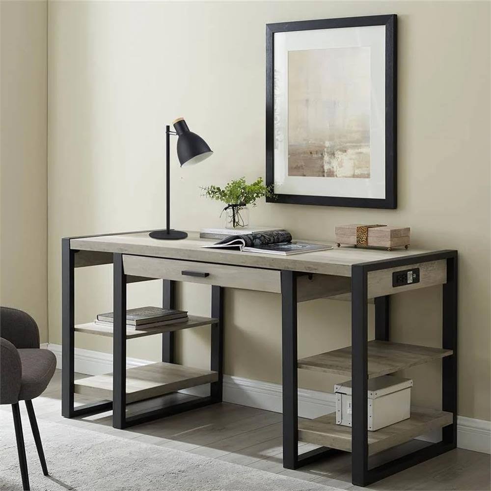 Grey Wash Wood Computer Desk U4917