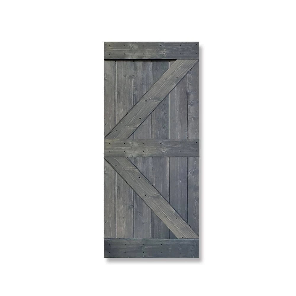Gray Knotty Pine Wood Interior Sliding Barn Door Slab H1537