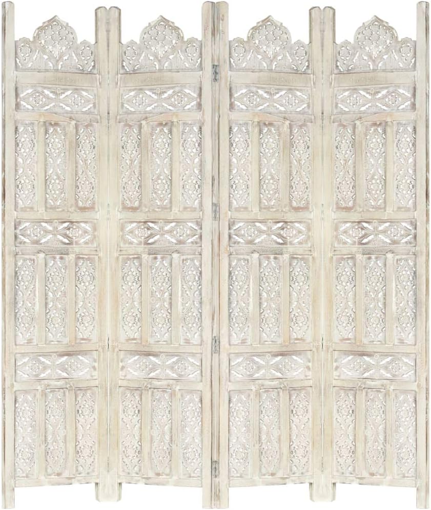 Solid Mango Wood Hand Carved 3-Panel Room Divider G513826