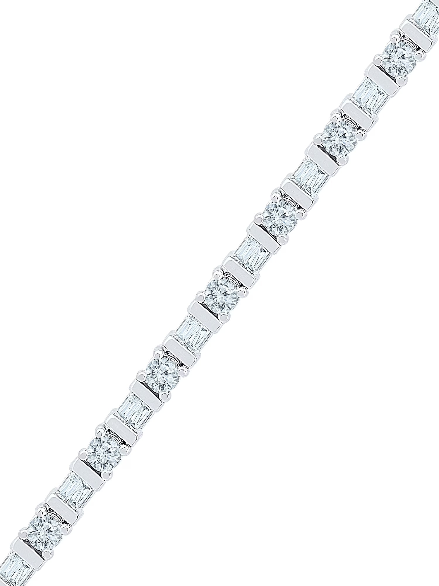 Sterling Silver Diamond and Lab Created Sapphire Bracelet A903030