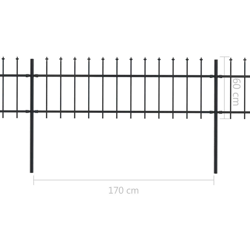 Black Steel Garden Fence with Spear Top N41154
