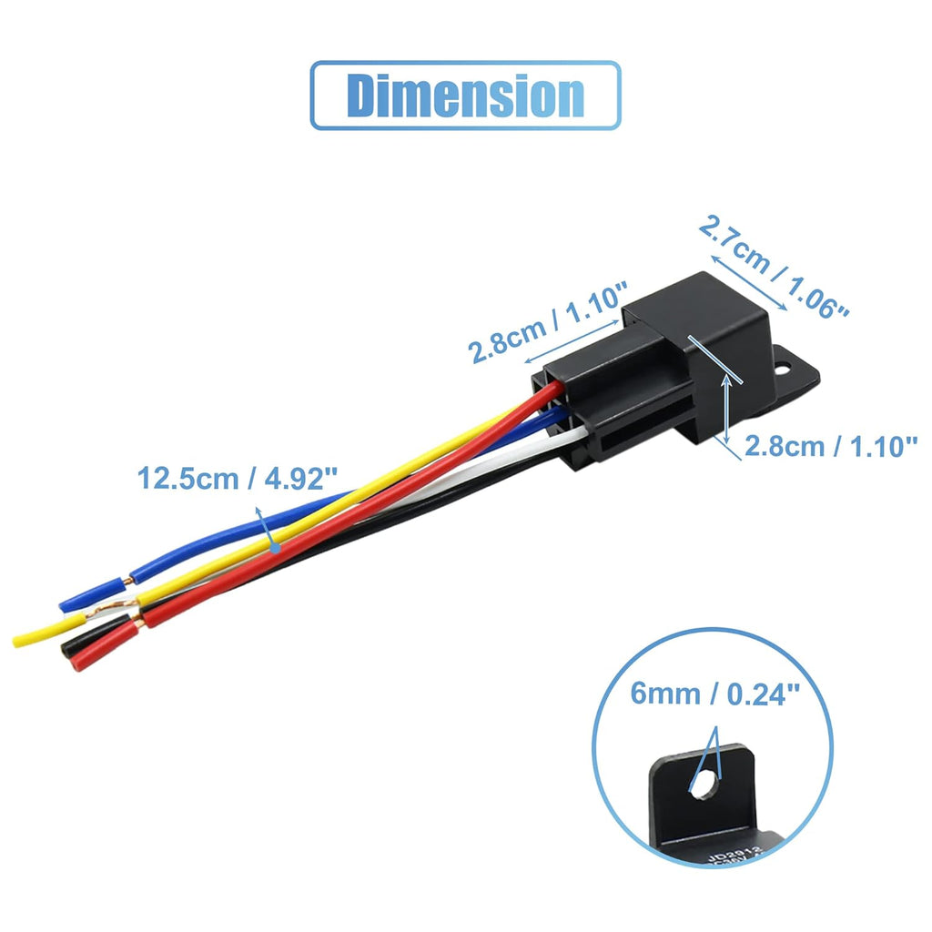 3pcs 5 Pin DC 36V 40A Car Motor Relay with Harness R42697