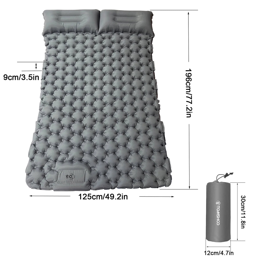 2 Person Camping Mat with Air Pillow Waterproof Backpacking Pad Y187