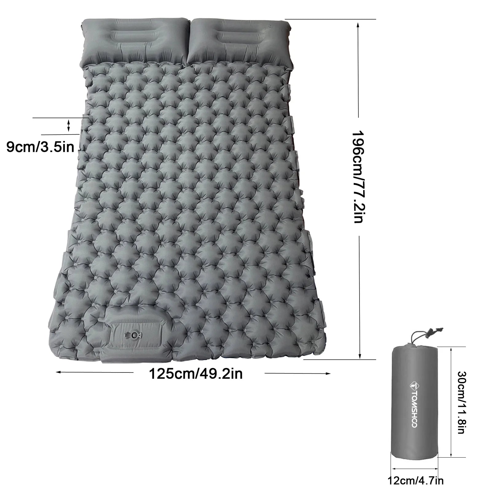 2 Person Camping Mat with Air Pillow Waterproof Backpacking Pad Y187