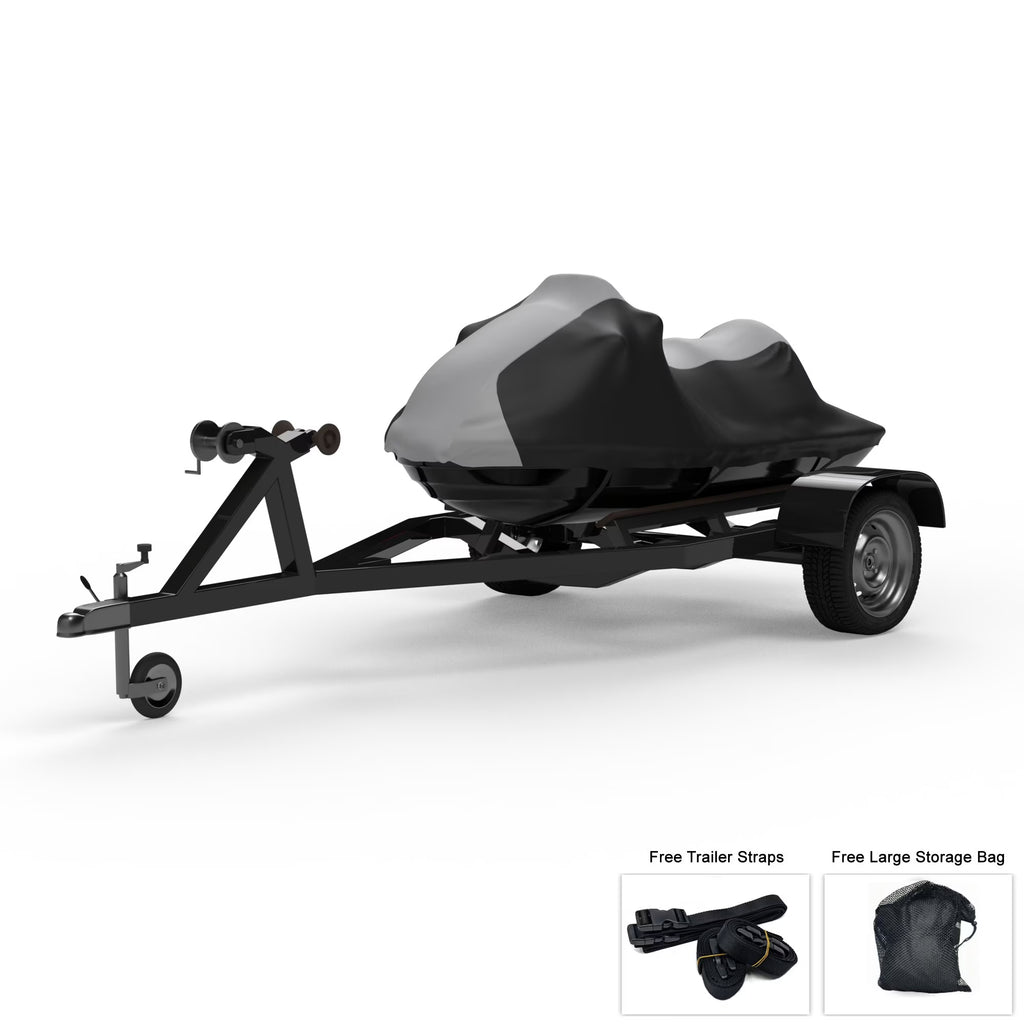 Gray Black All Weather Trailerable Jet Ski Cover with Trailer Straps and Storage Bag I7957