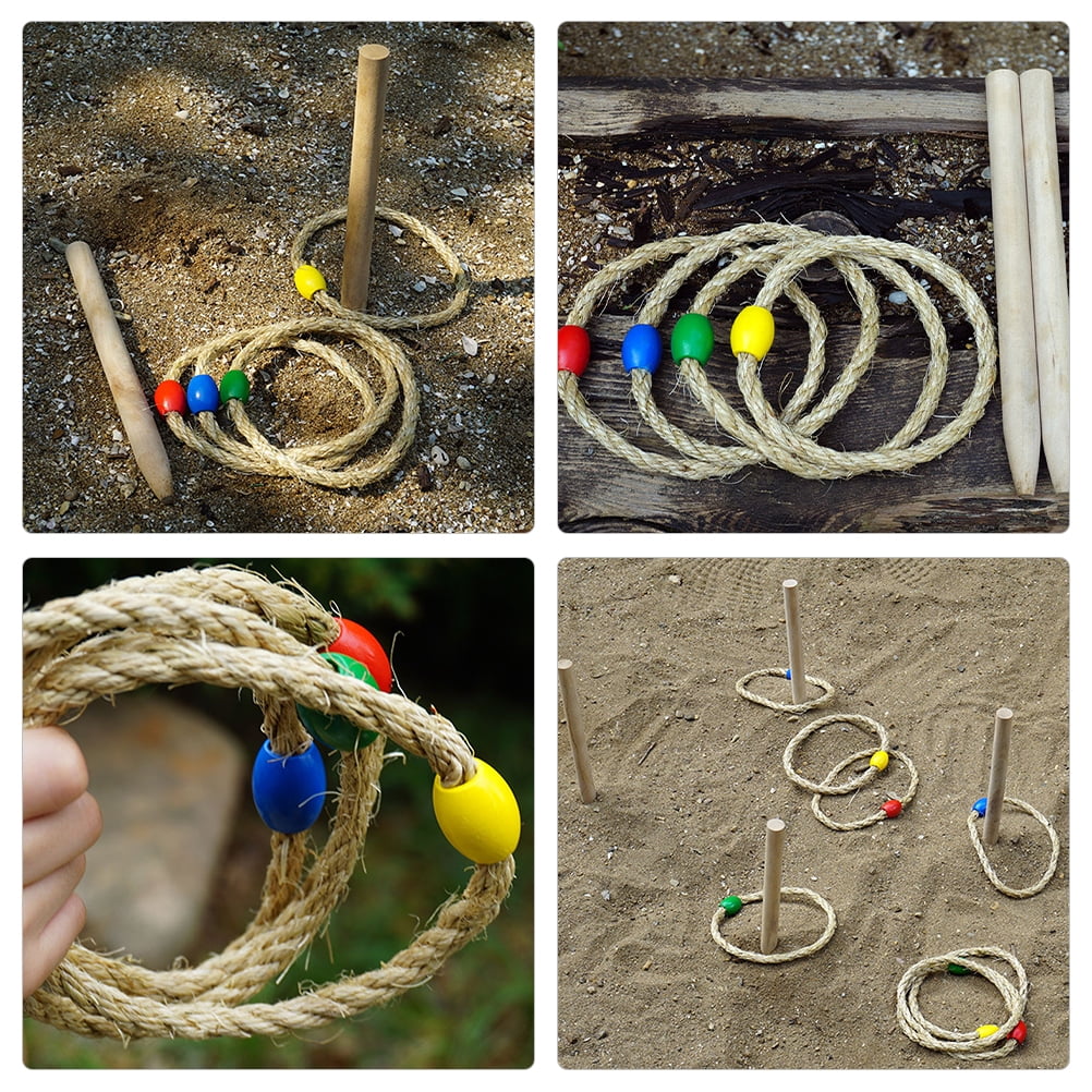 6-piece Solid Wood Ring Toss Toy Set S37818