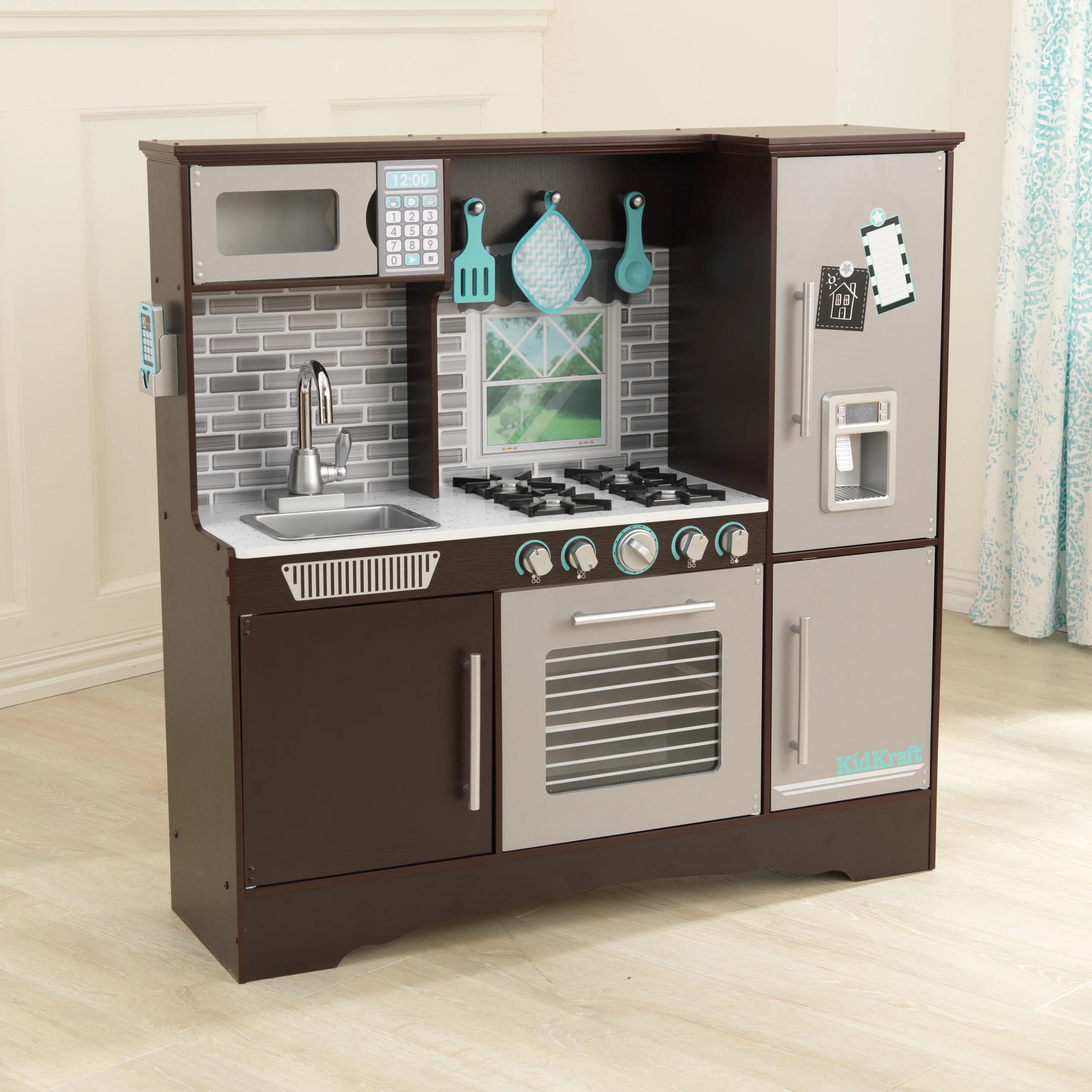 Espresso Wooden Kitchen with 4 Accessory Pieces V7738