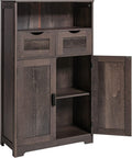 Large Storage Cabinet with 2 Adjustable Drawers & 2 Shelves, Dark Brown B4612