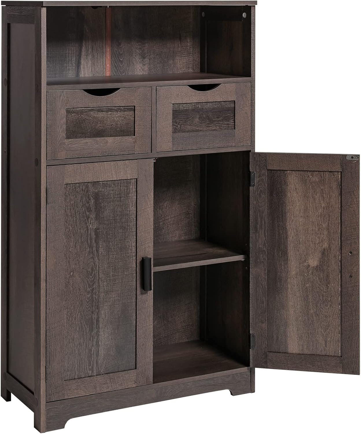 Large Storage Cabinet with 2 Adjustable Drawers & 2 Shelves, Dark Brown B4612