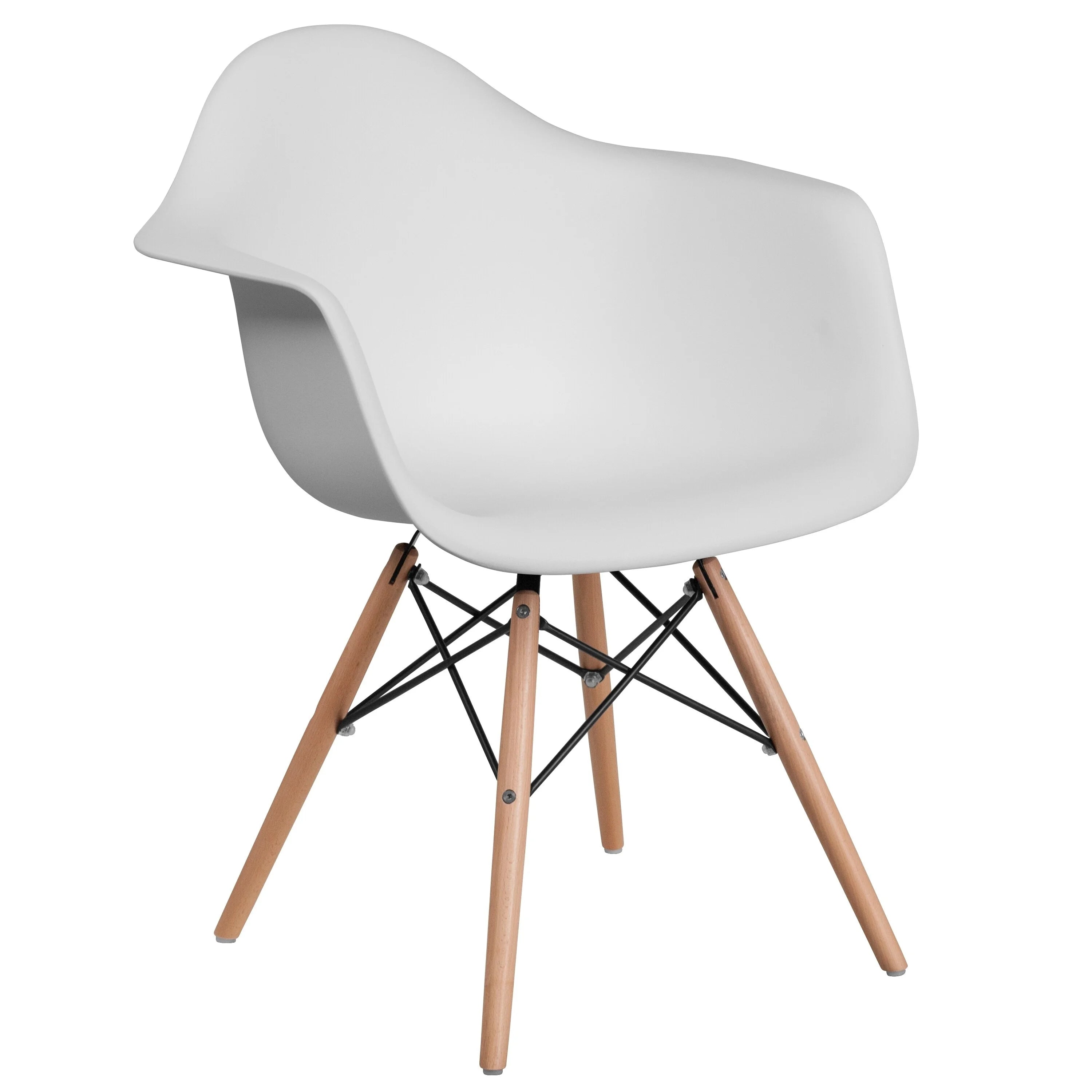 White Arm Chair with Wood Legs Q338