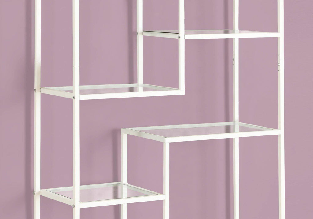 White Clear Tempered Glass Metal Bookcase L145