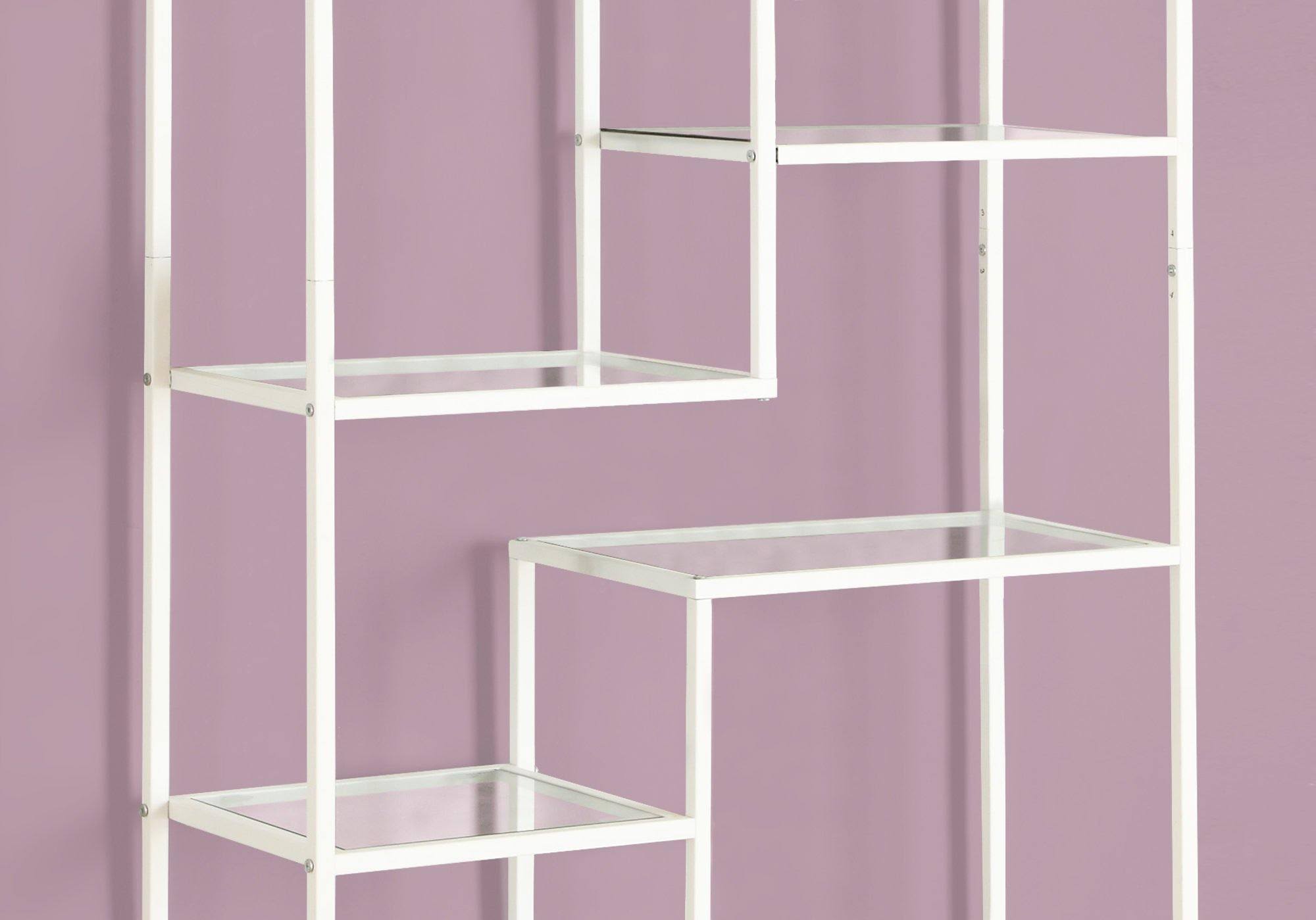 White Clear Tempered Glass Metal Bookcase L145