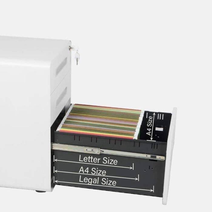 3-Drawer Metal Mobile File Cabinet with Locking Keys I255307