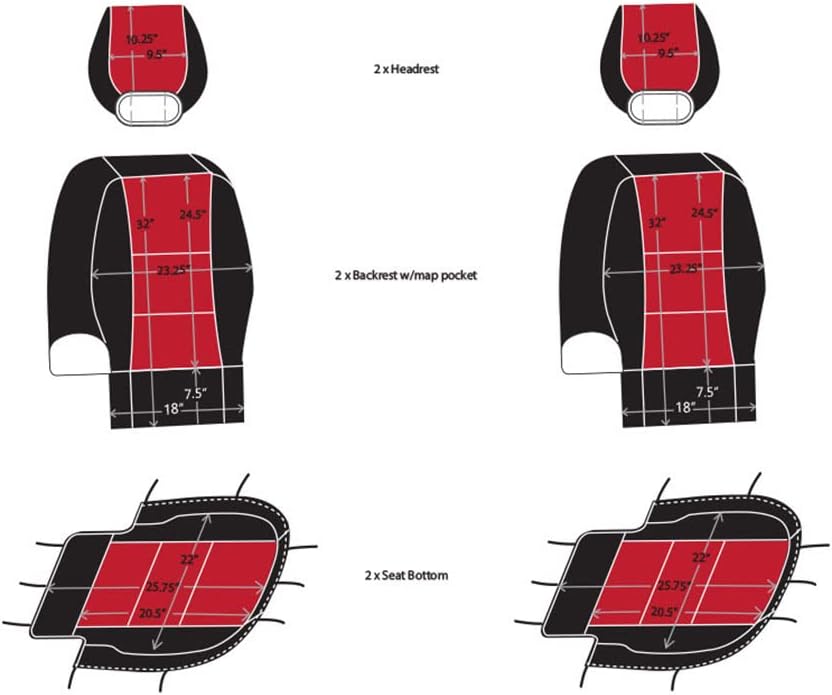 Red Rose & Black Neoprene Front Seat Covers U1058