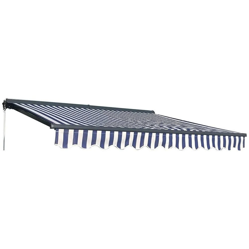 13 x 10 ft. Motorized Retractable Patio Deck Awning Blue & White B549387