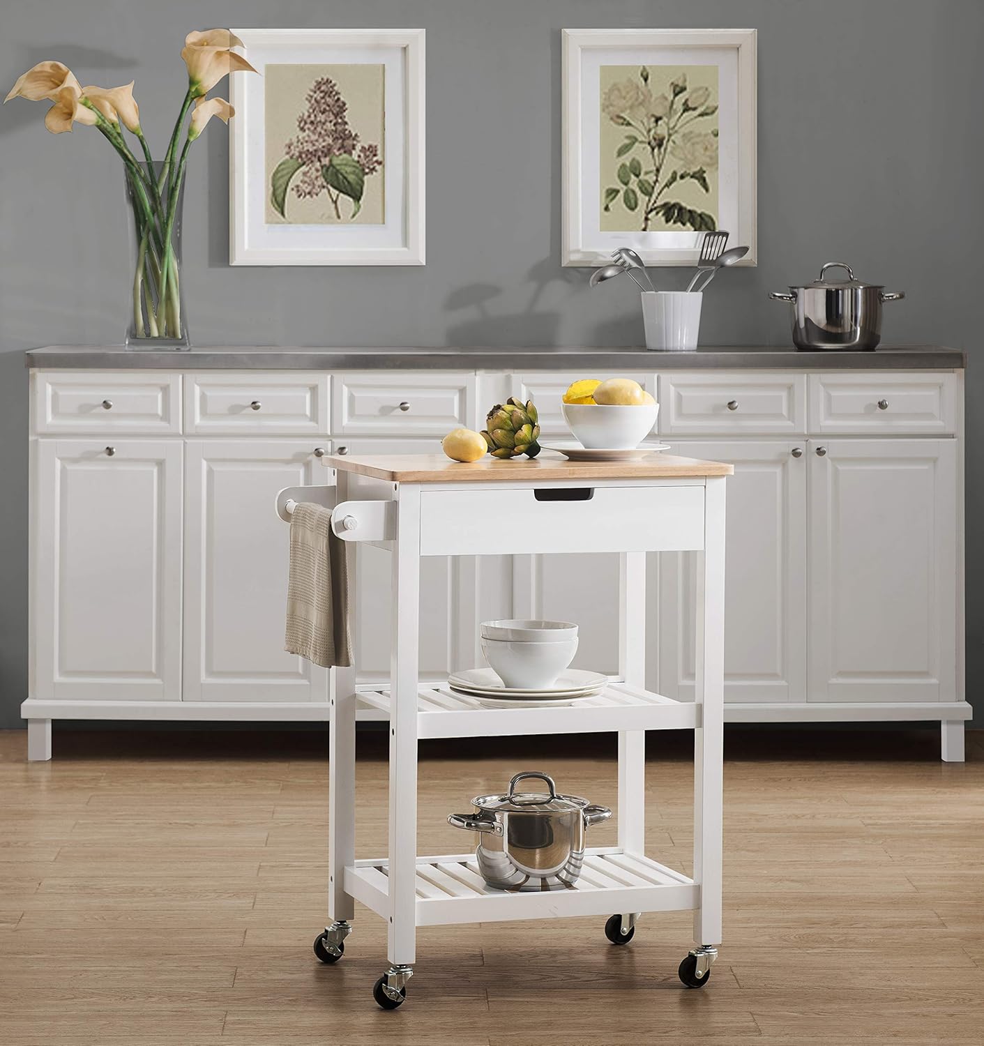 White Kitchen Cart V731336