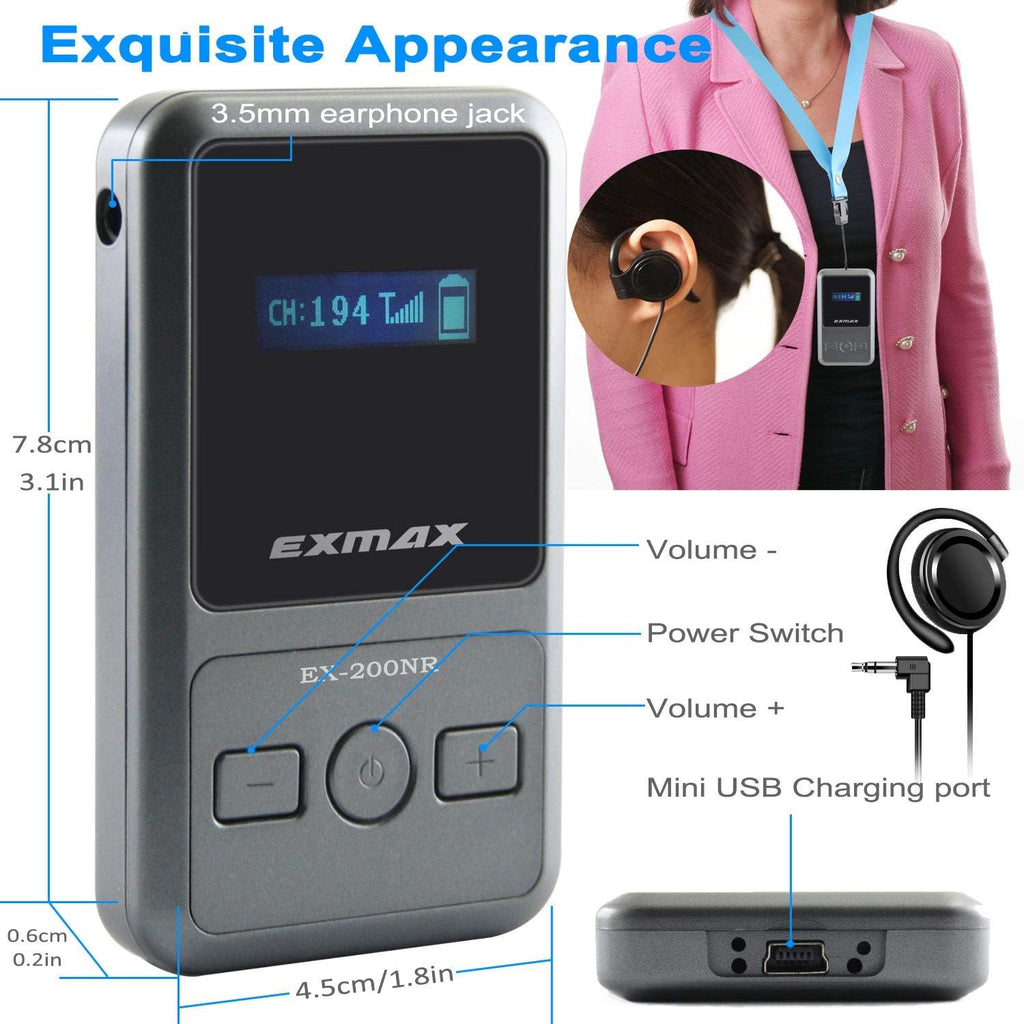 UHF Wireless Simultaneous Translation System Transmitter Receiver 200 Channels 1 Transmitter & 5 Receivers K248983