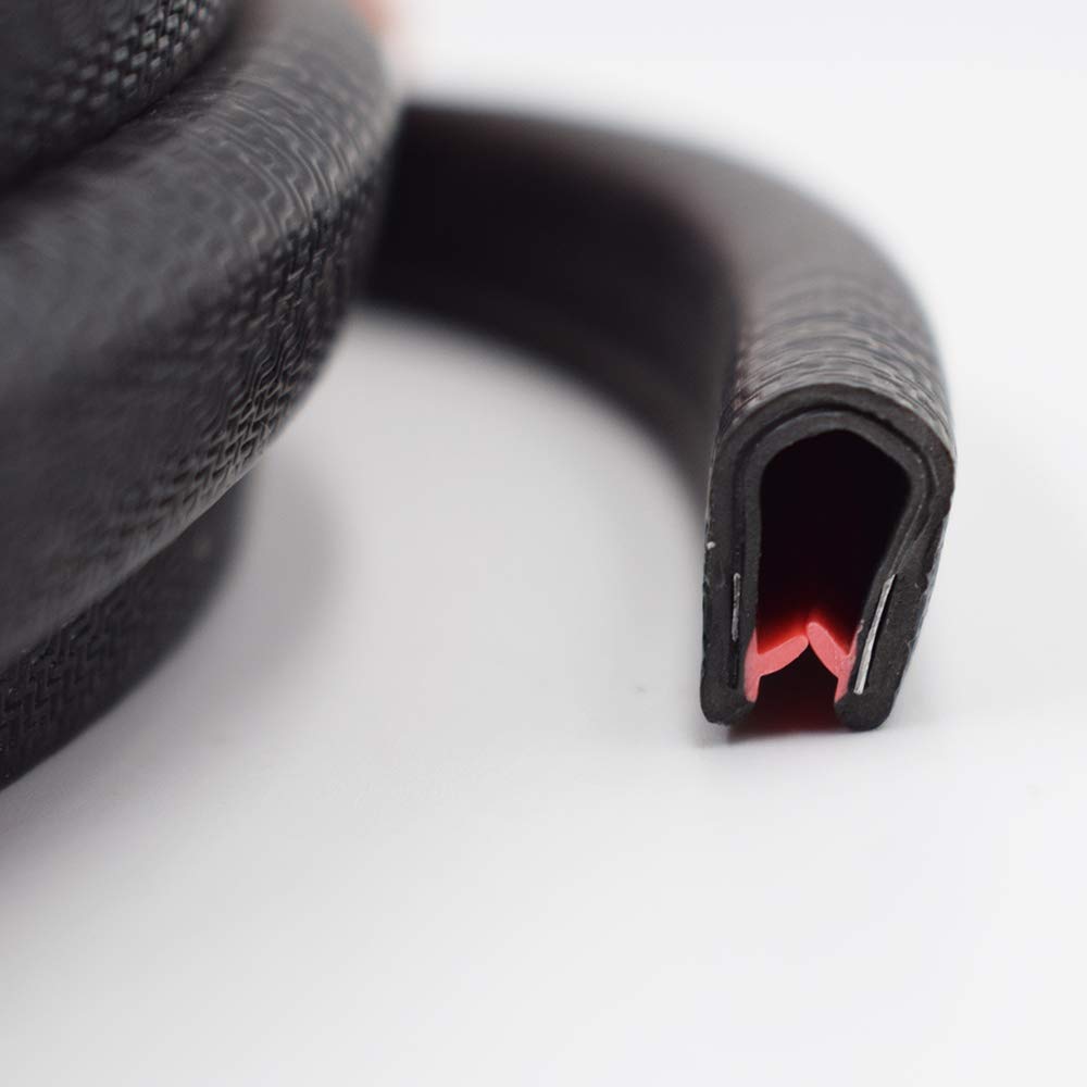 Black PVC Rubber U Edge Trim Weather Strip Protector, 21 FT, Pack of 2 B43429