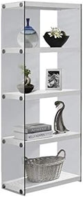 Glossy White 4 Shelf Tempered Glass Bookcase W10530