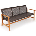 Teak Finish Acacia Patio Wicker Sofa Couch T40949